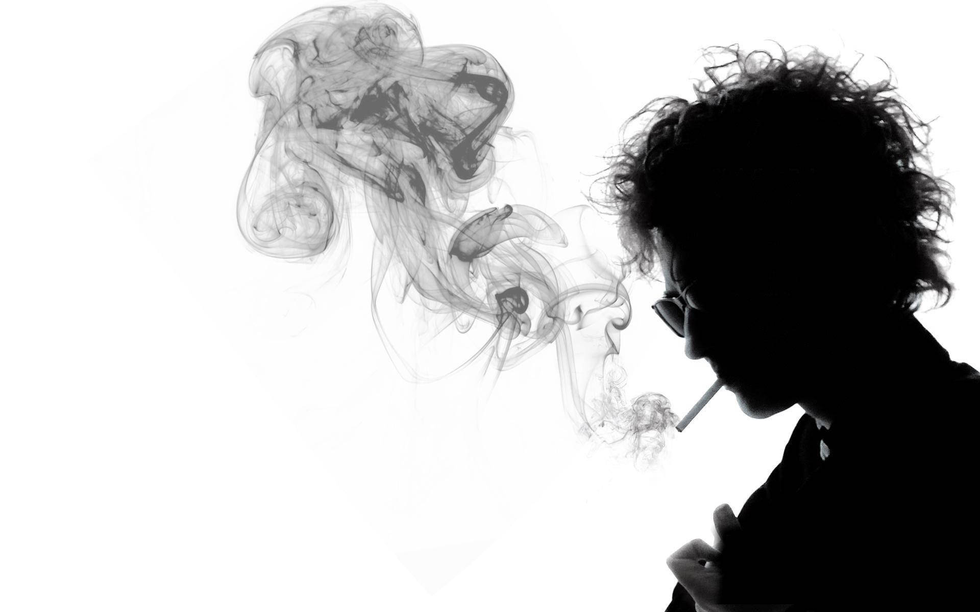 Bob Dylan Black And White Aesthetic Smoke Silhouette Wallpaper