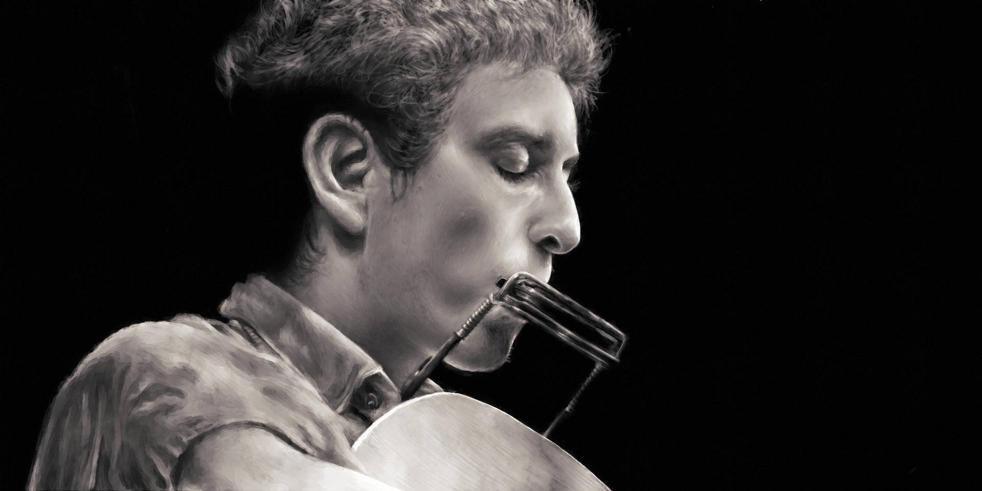 Bob Dylan Performing Retro Photograph Wallpaper