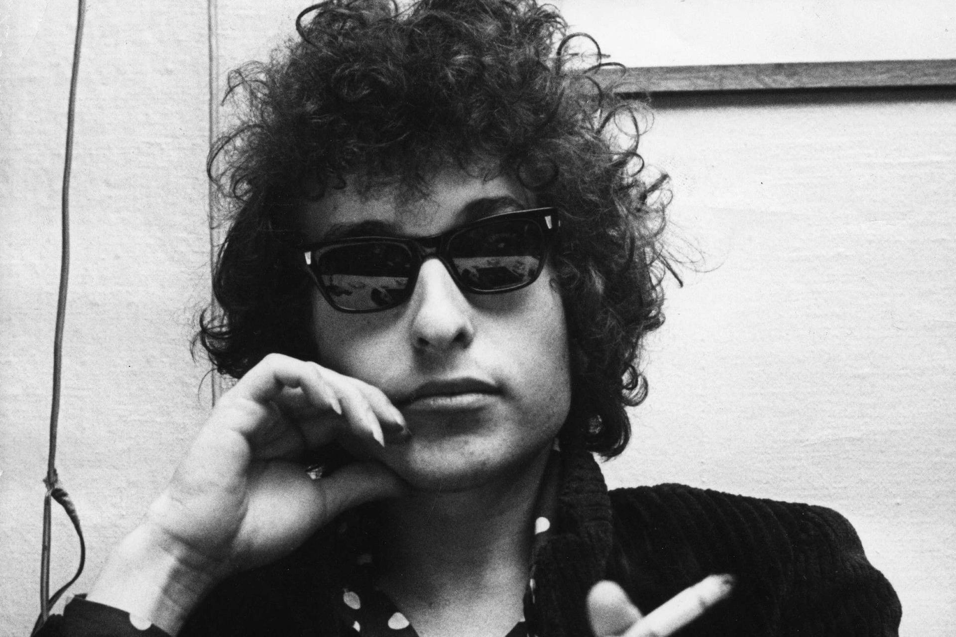 Wallpaper: Retro kul sort og hvid tapet med Bob Dylan. Wallpaper