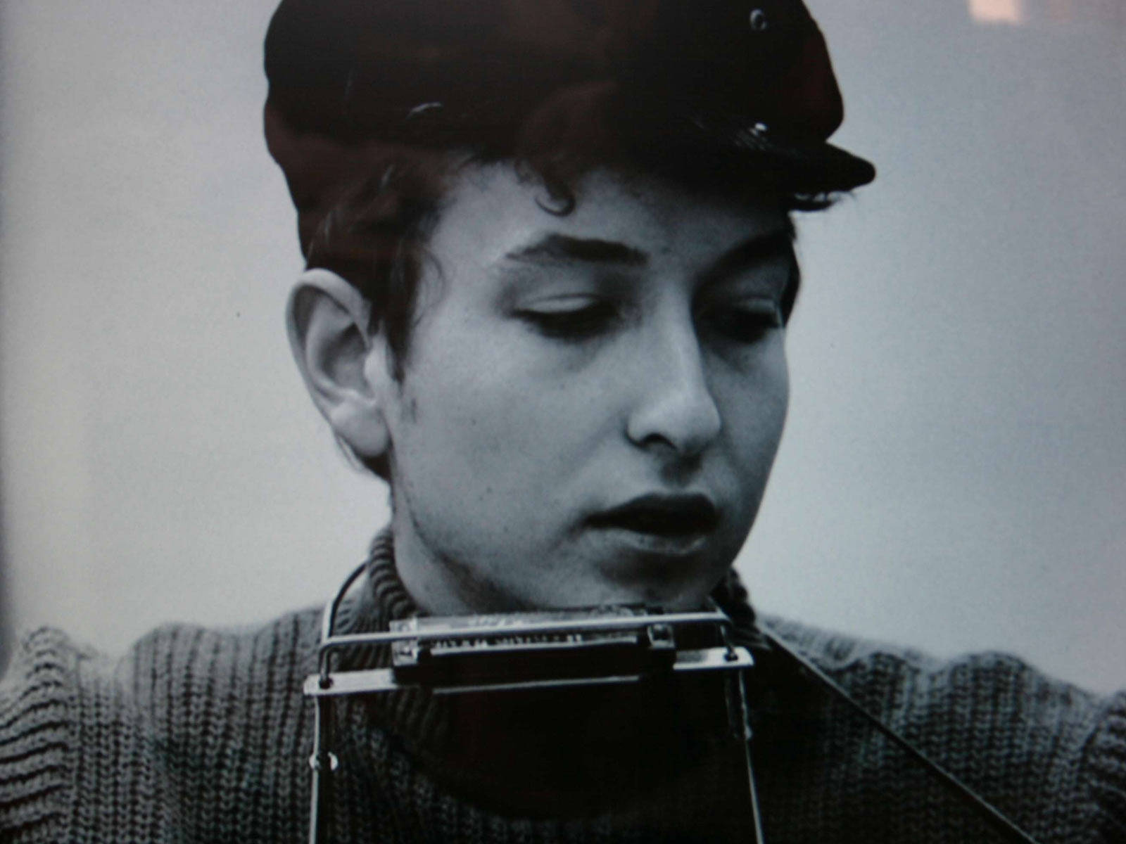 Bob Dylan Retro Portræt Sanger Sangskriver Tapet: Wallpaper
