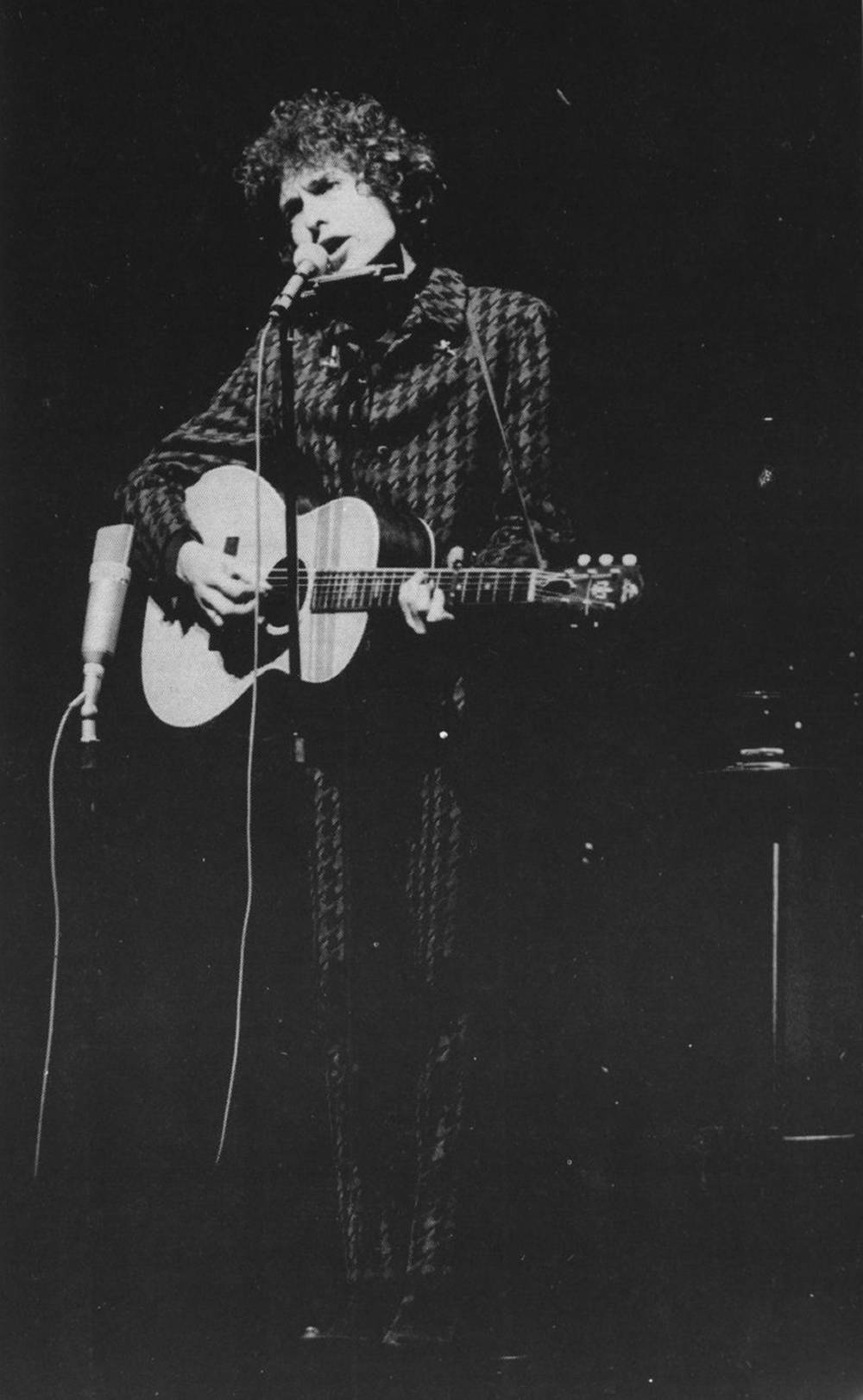 Bob Dylan Scene optræden sort og hvid Tapet Wallpaper