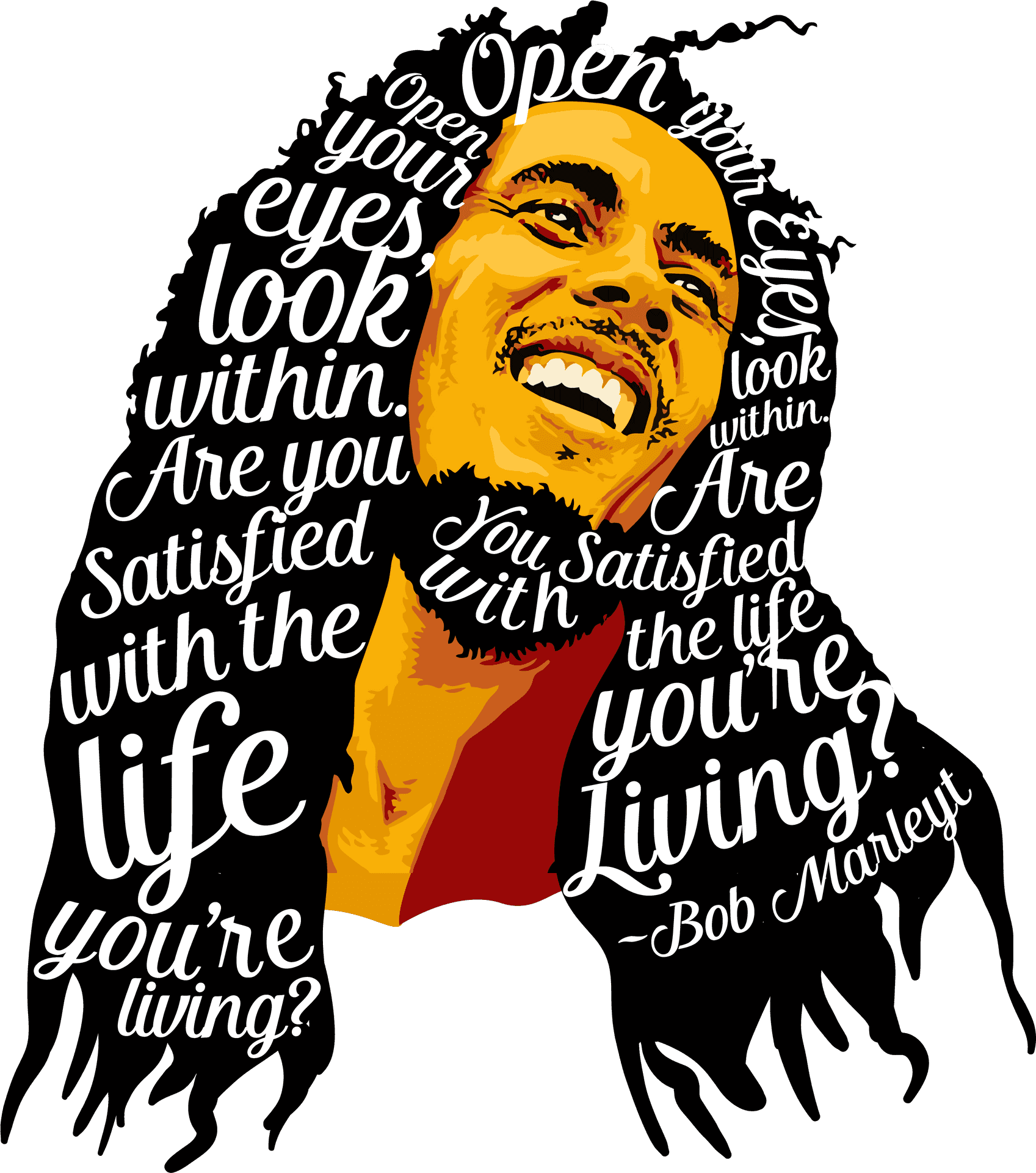 Bob Marley Inspirational Quote Artwork PNG