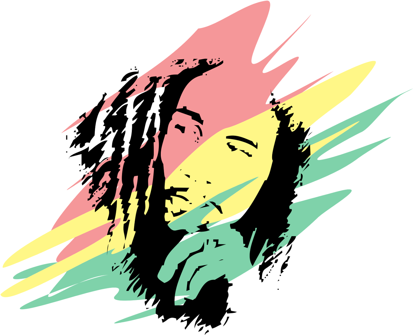 Bob Marley Rasta Color Silhouette PNG