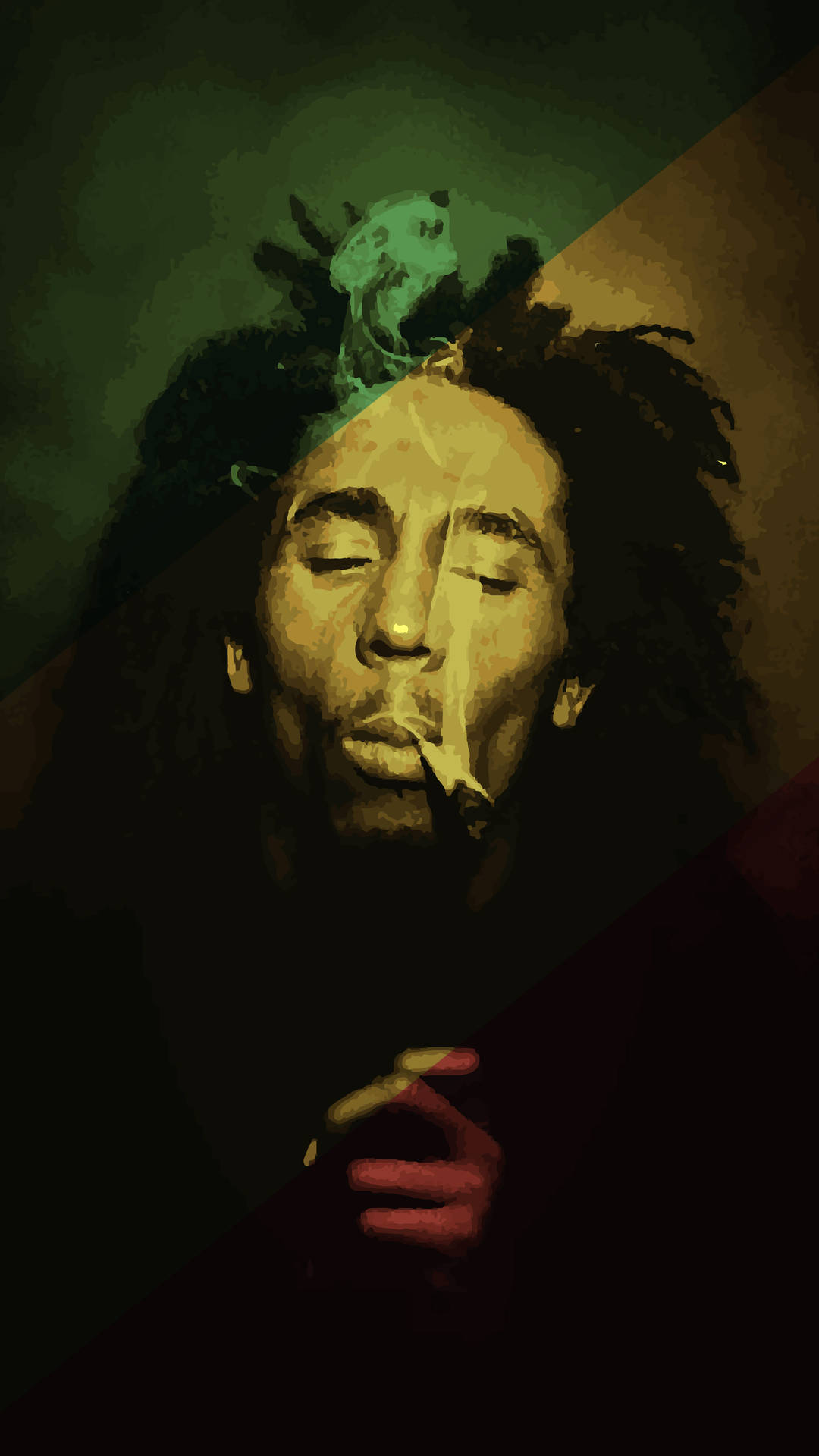 Ilustraçãodigital De Bob Marley Fumando. Papel de Parede