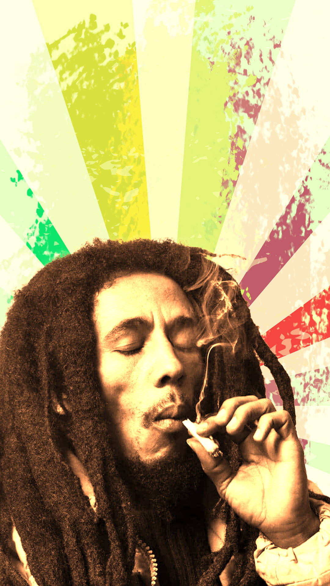 Bob Marley Smoking Striped Background Wallpaper