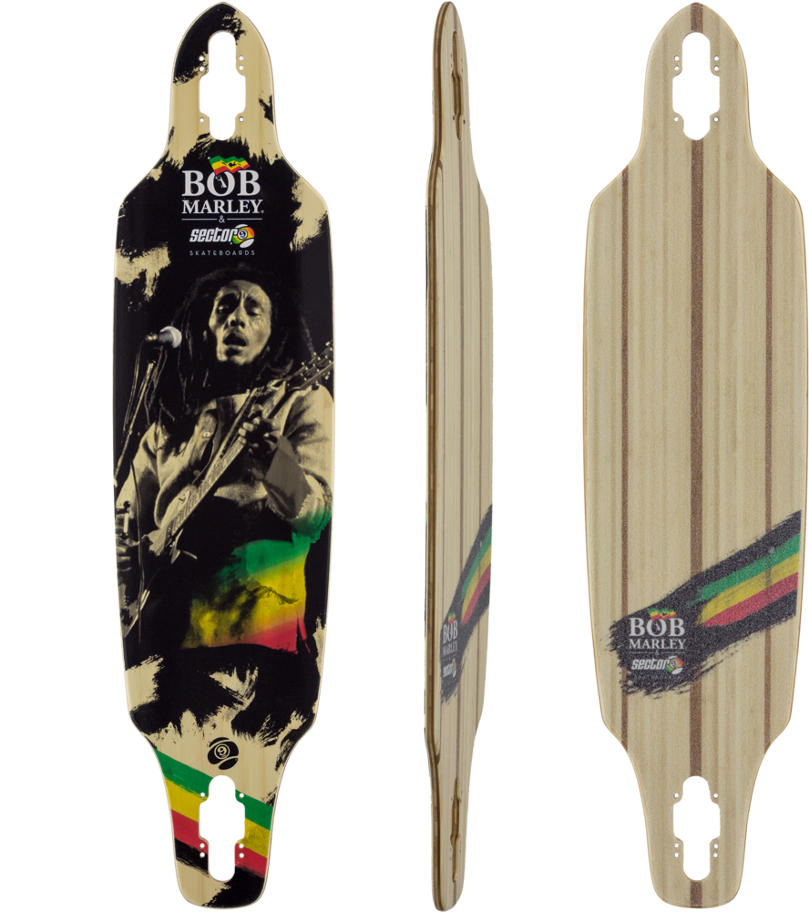 Bob Marley Themed Longboard Design PNG