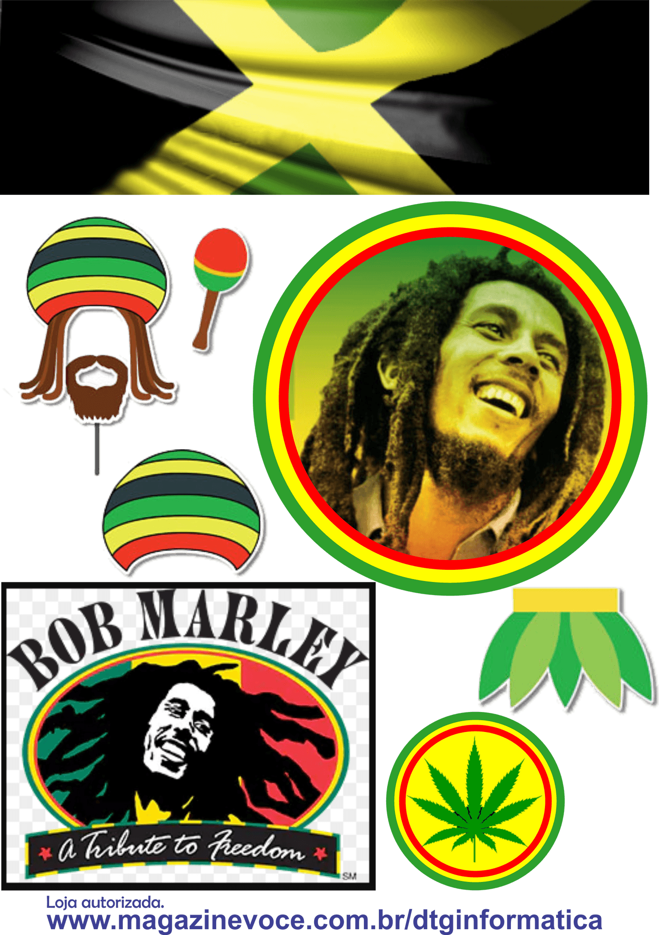 Bob Marley Tribute Collage PNG
