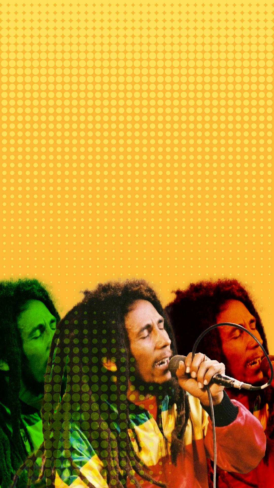 Hintergrundmit Gelben Flecken Von Bob Marley Wallpaper