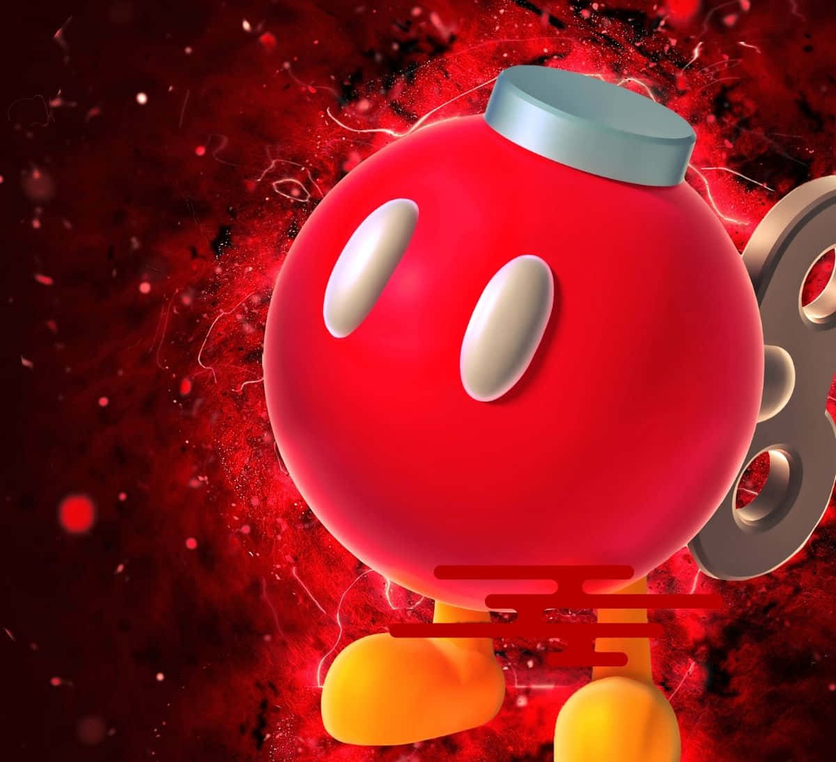 Bob-omb Explodes On Screen in a Colorful Display Wallpaper