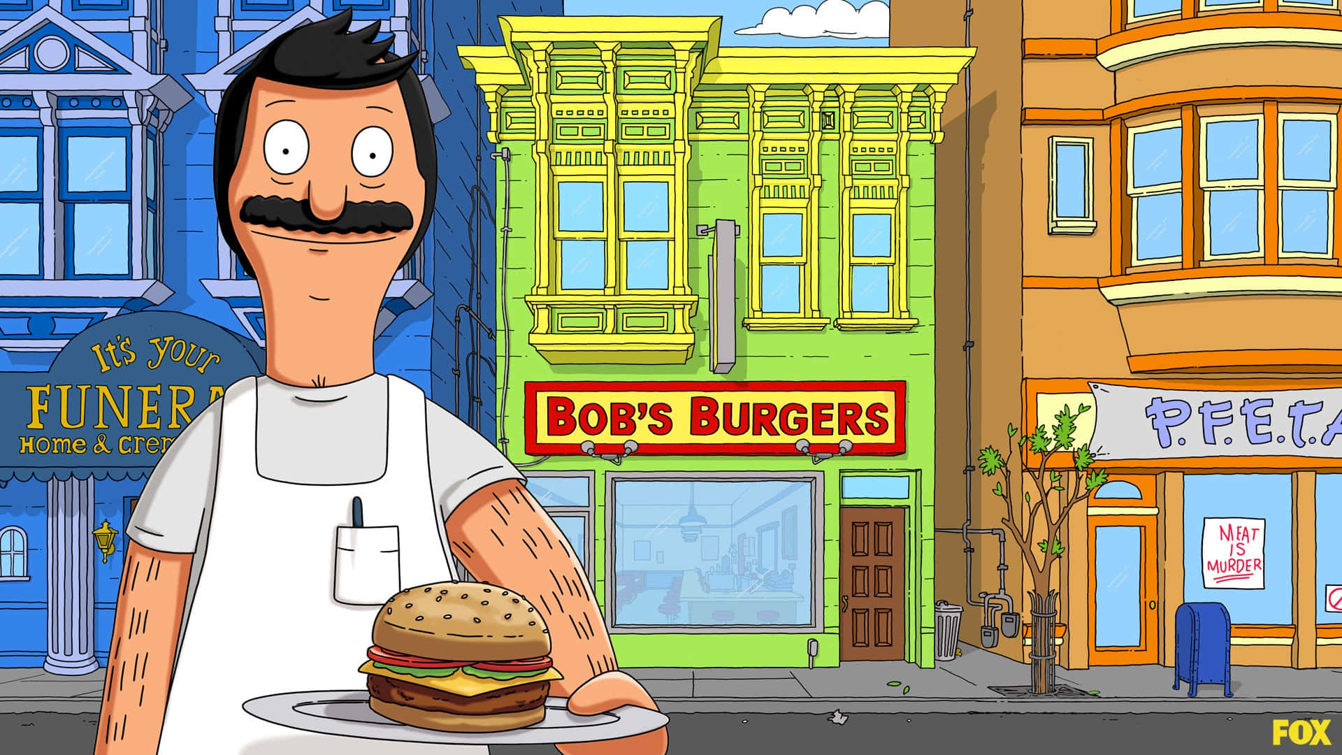 Bob Offering Regular Burger Bob's Burgers Background