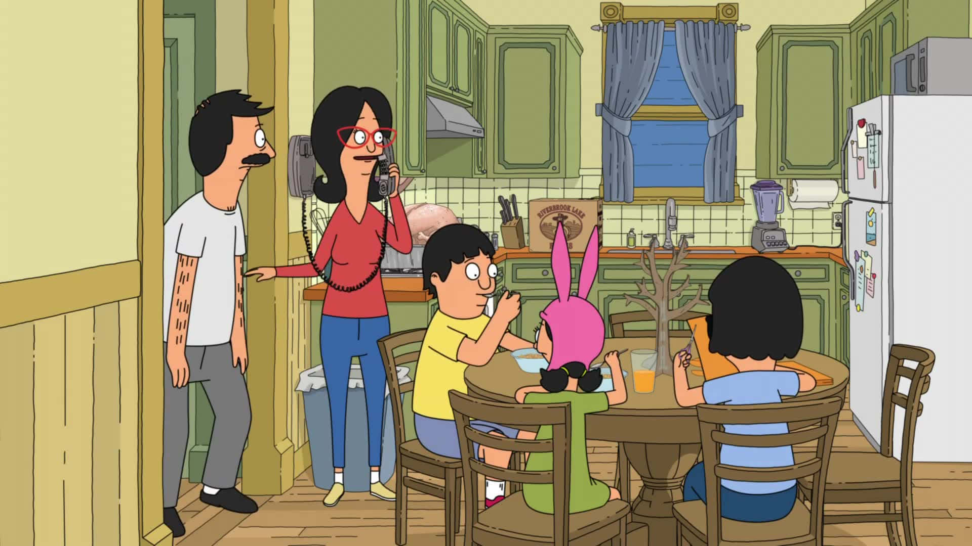 Belcher Family In The Kitchen Bob's Burgers Background
