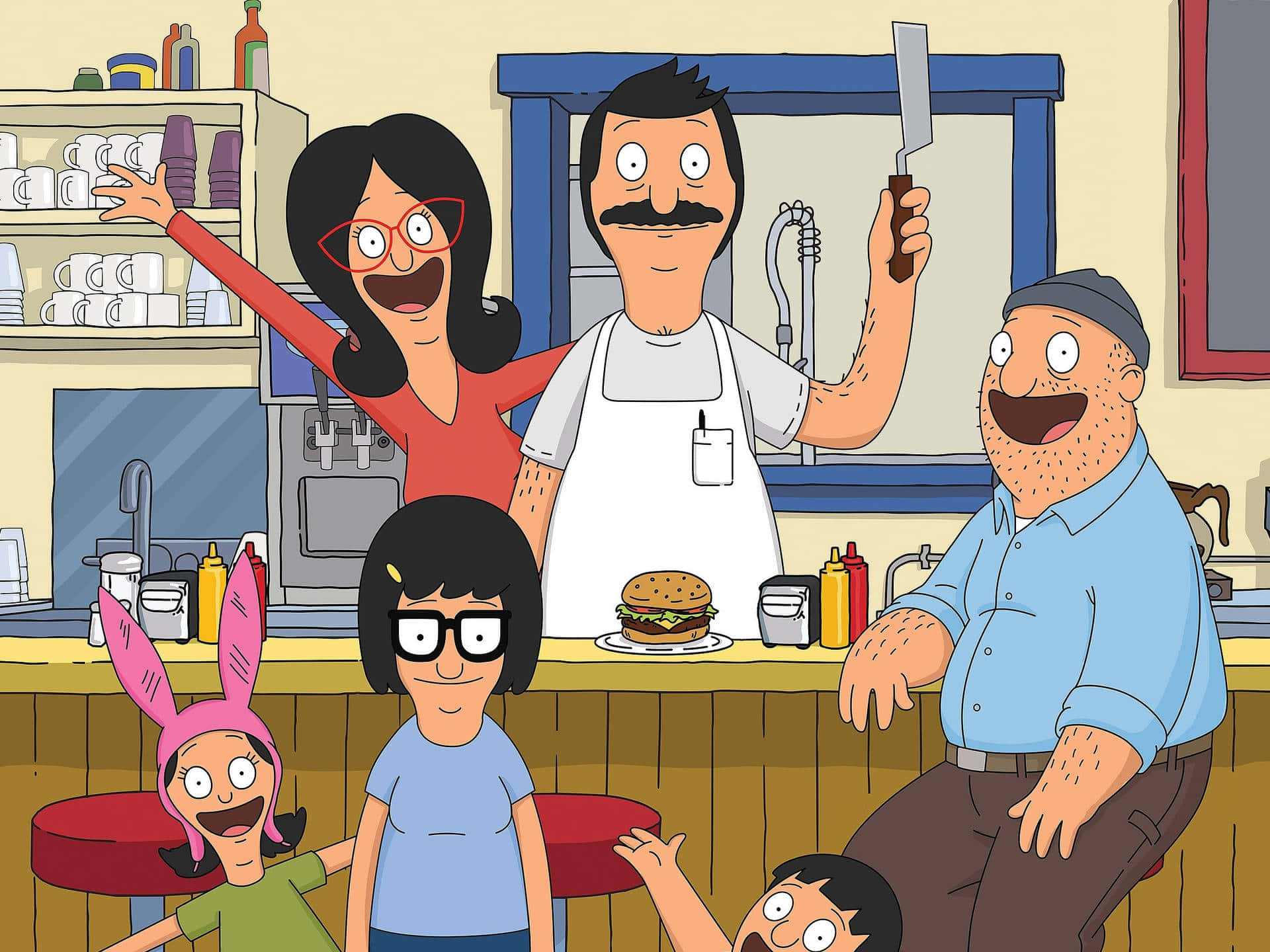 Belcher Family With Teddy Bob's burgers Background