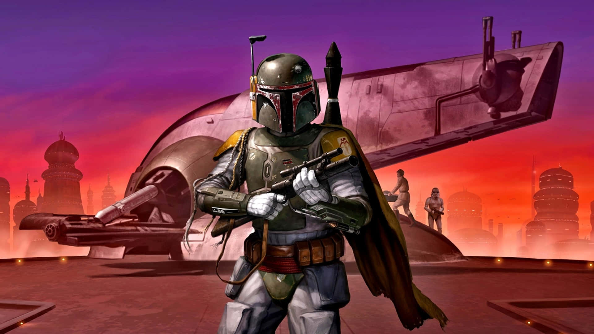 Intimidating Boba Fett with Blaster in Action