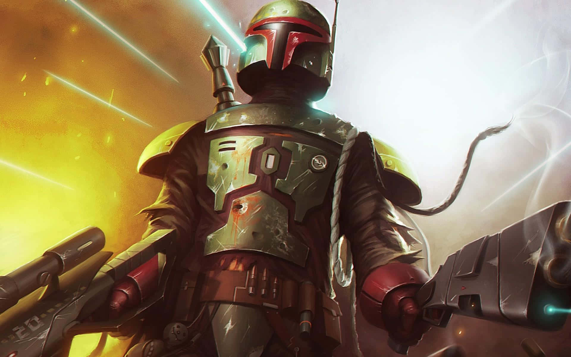 Boba Fett stands tall and ready for action