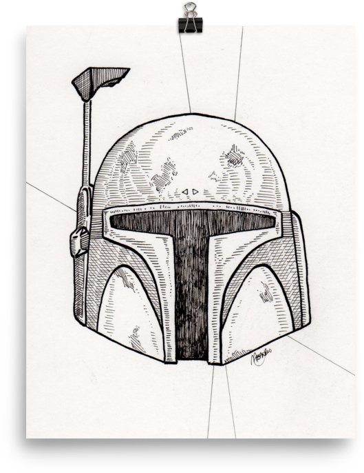 Boba Fett Helmet Sketch PNG