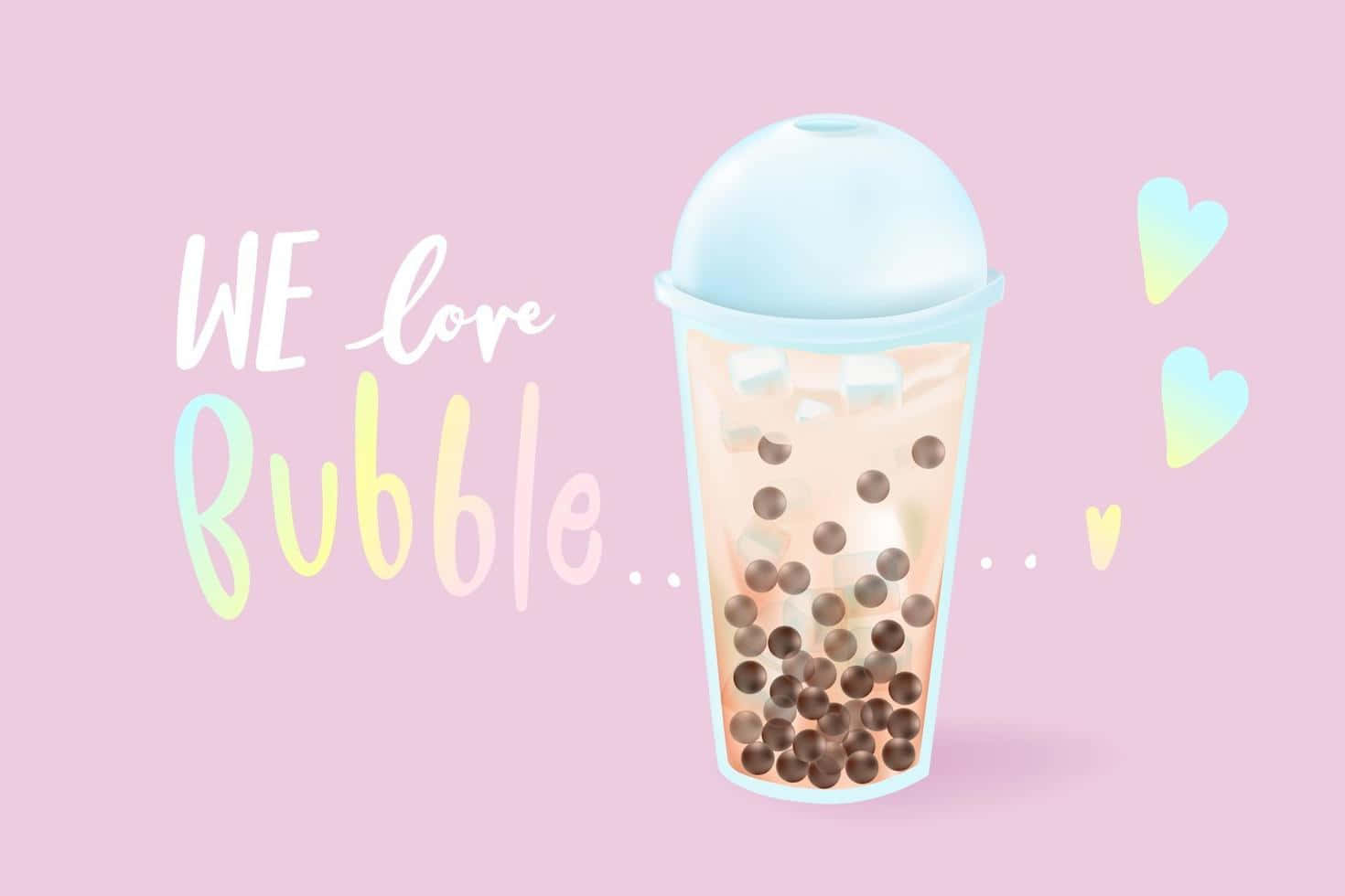 Boba Love Aesthetic Pink Background Wallpaper