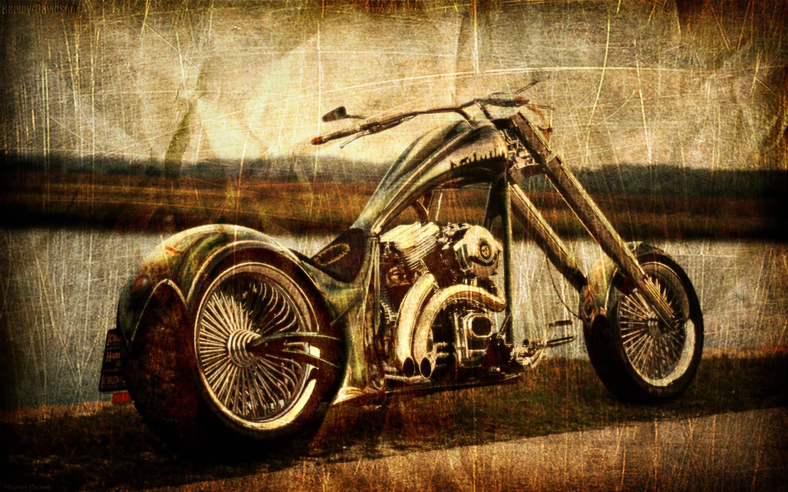 Bobber Motorcycle Retro Photo Wallpaper