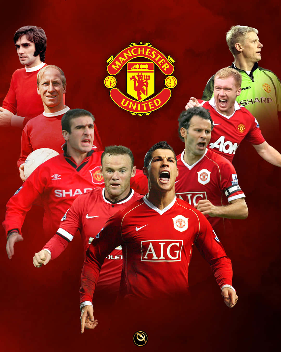 Bobby Charlton Manchester United Legends Photo Collage Wallpaper