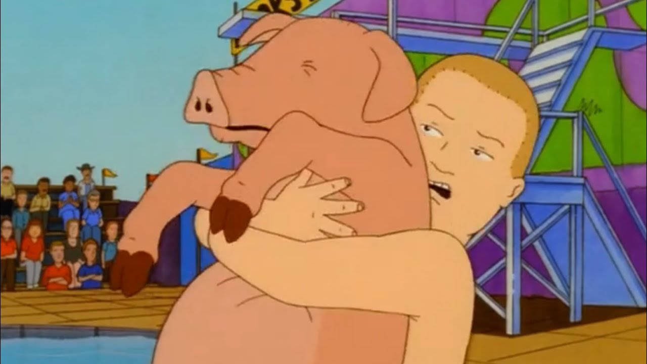 Bobby Hill And A Pig Wallpaper