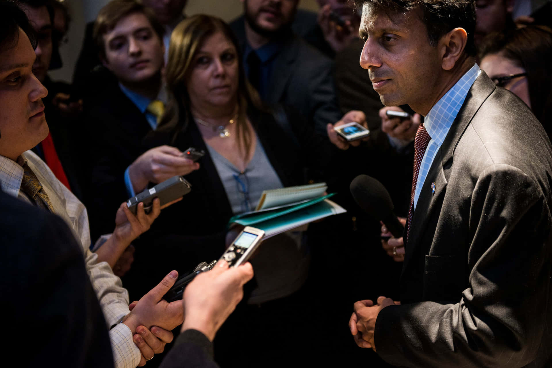 Bobby Jindal Crowded By Reporters Wallpaper