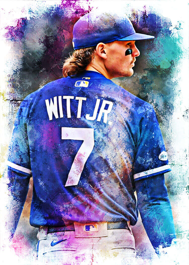 Bobby Witt Jr Artistiek Honkbal Portret Achtergrond