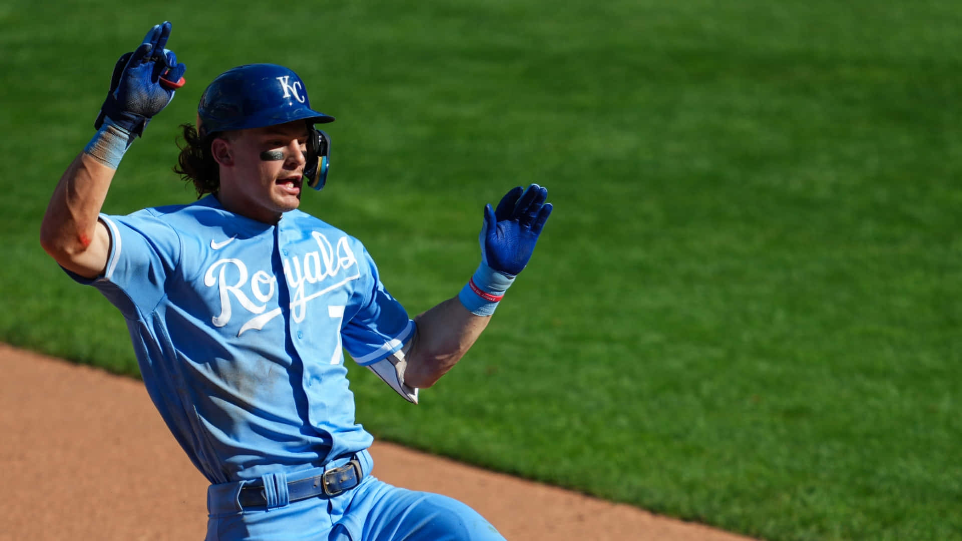 Bobby Witt Jr Vierend Honkbal Moment Achtergrond