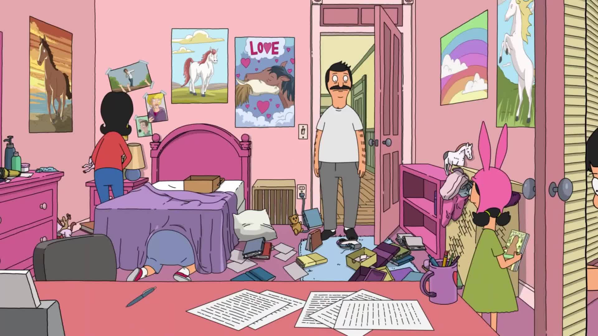 Bobs Burgers Belchers Cleaning A Room Wallpaper