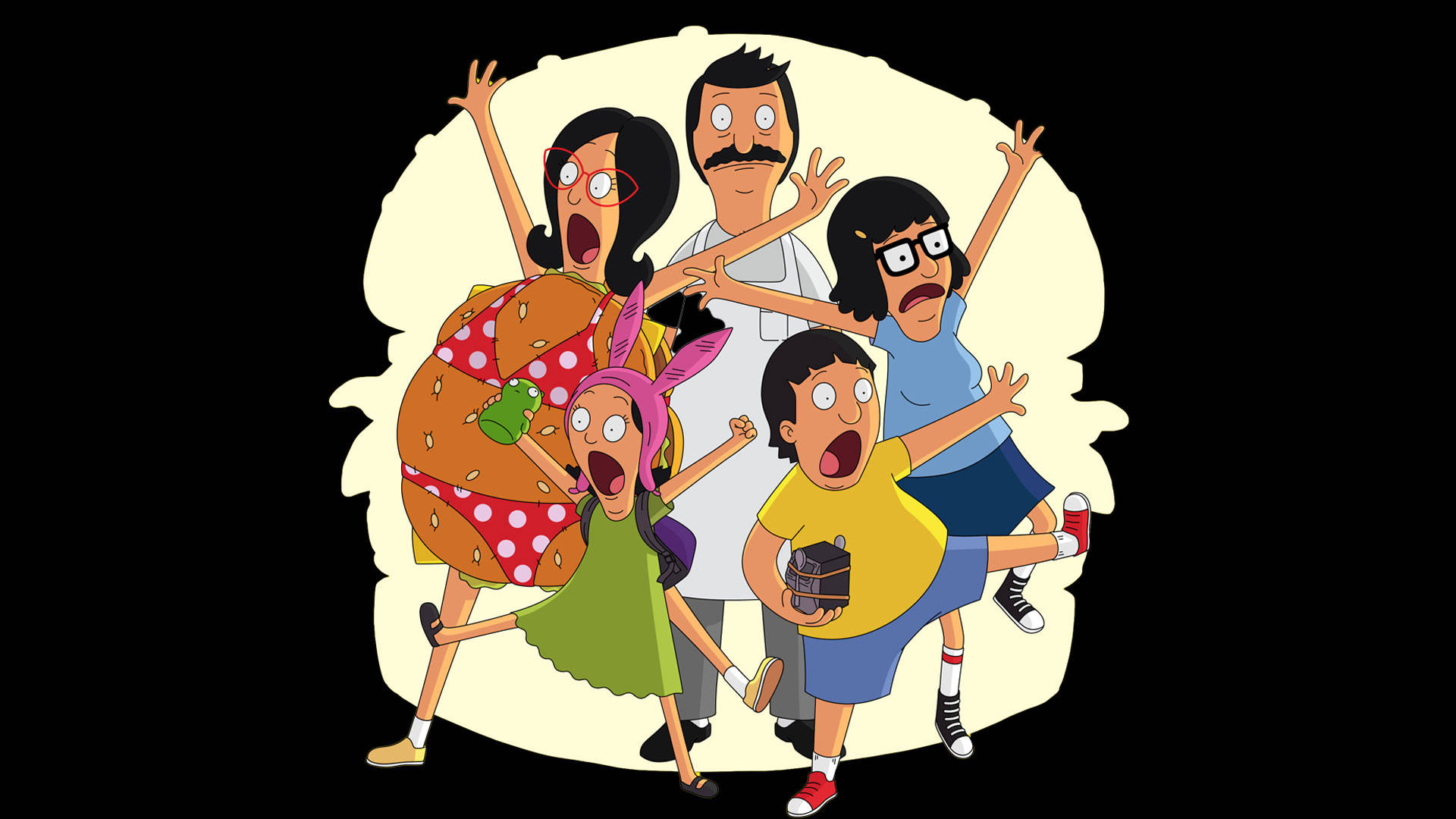 Bobs Burgers Belchers With Outstretched Arms Wallpaper