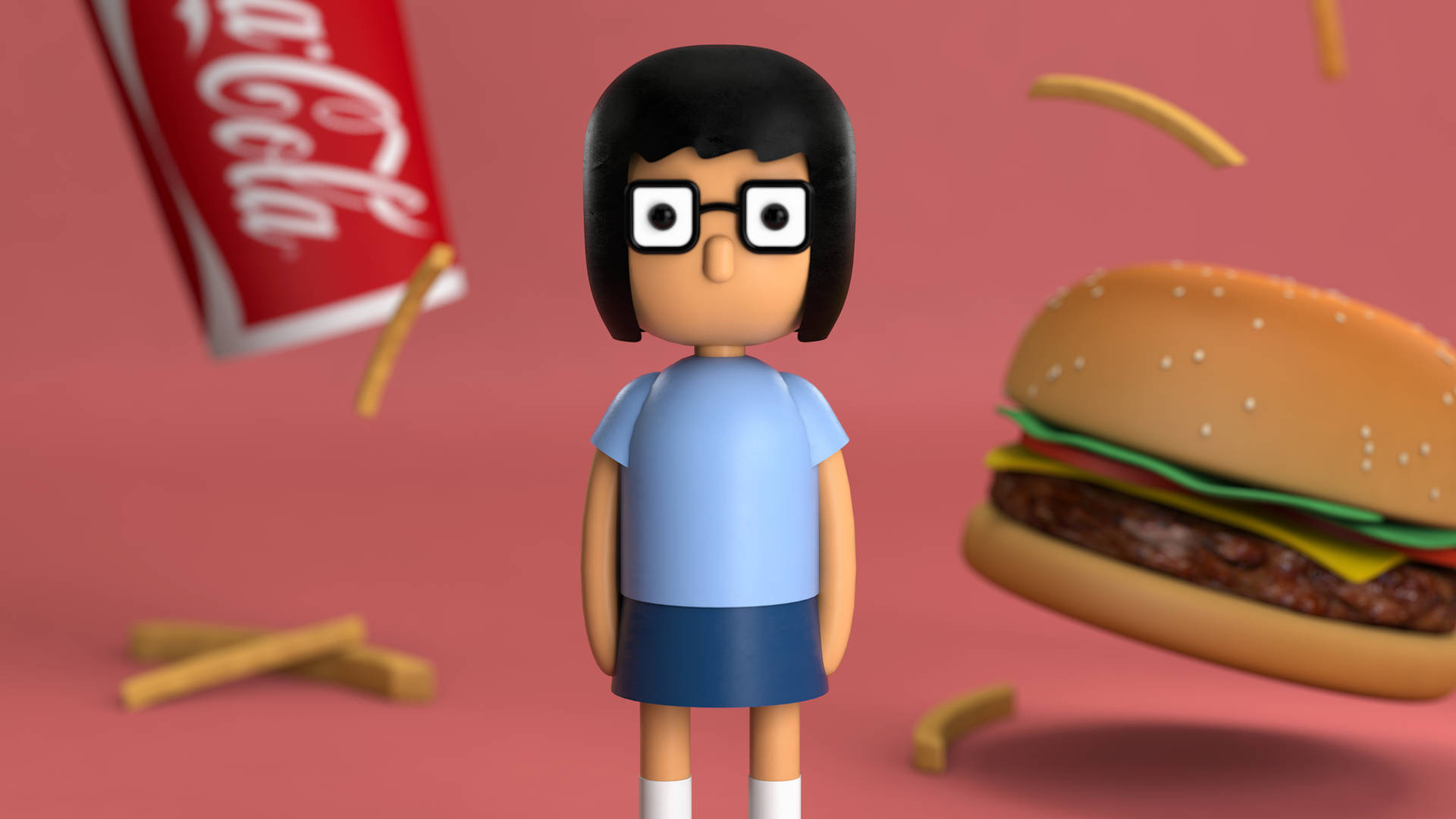 Tina Belcher from Bob's Burgers – Embracing Creativity in Clay Wallpaper
