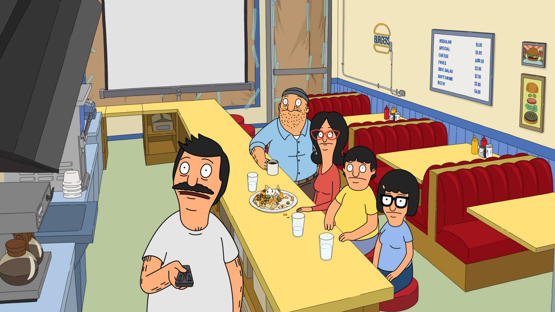 Bobsburgers Mirando La Televisión Fondo de pantalla