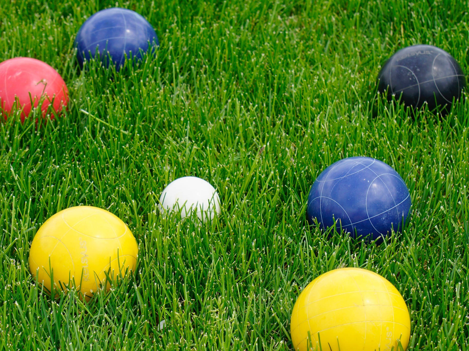 Bocce Ball Colorful On Grass Wallpaper