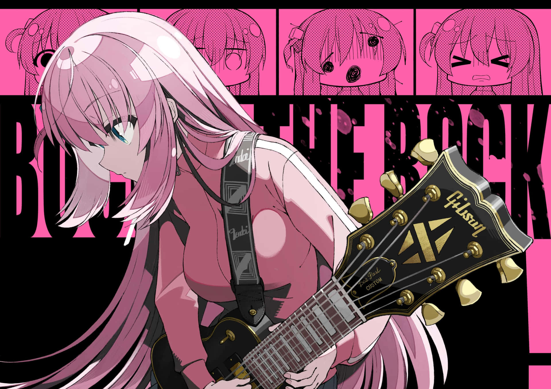 Bocchi The Rock Anime Guitarist Wallpaper