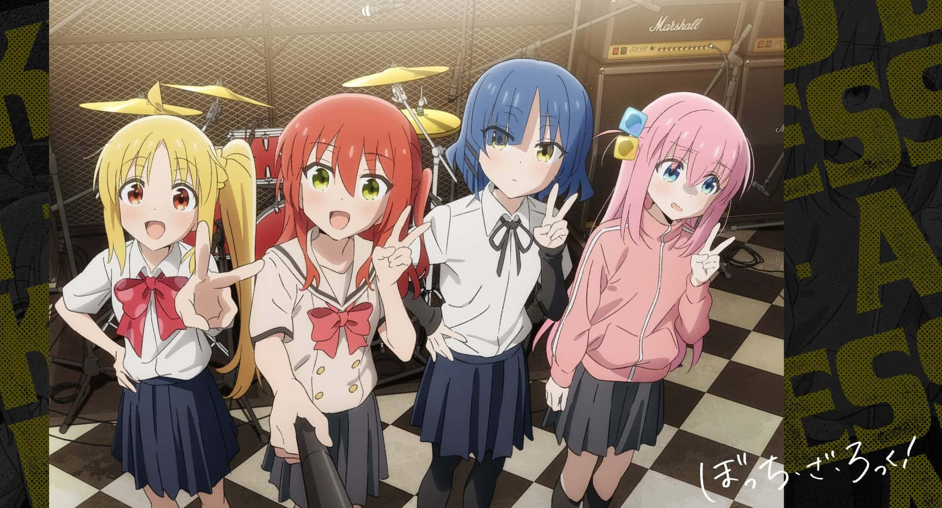 Bocchi The Rock Band Members Backstage Wallpaper