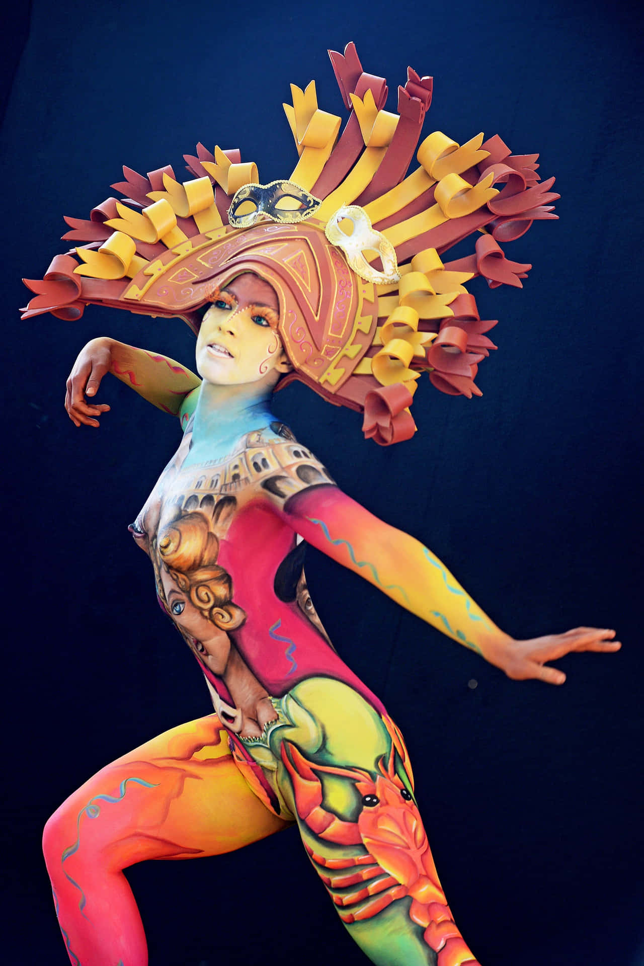 Body Painting Festival Red And Orange Aesthetic Picture