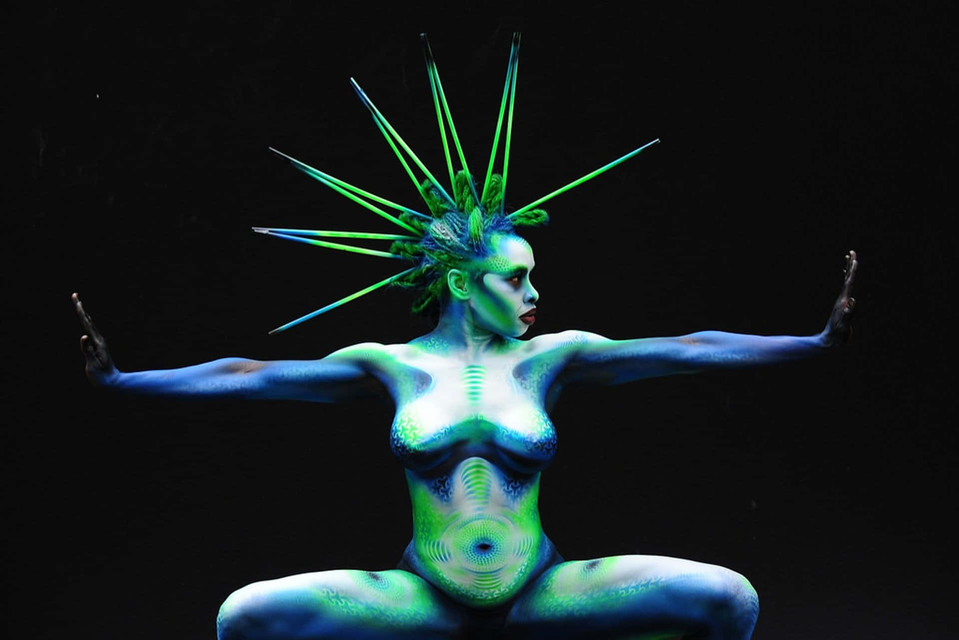 Body Painting Festival Neon Green Aesthetic Picture