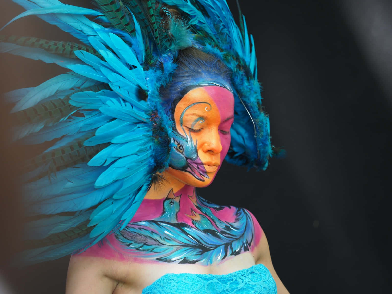 Body Painting Festival Blue Aesthetic Wings Picture