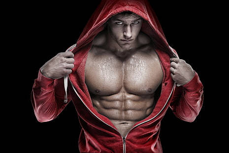 Bodybuilder Red Hoodie Hd Wallpaper