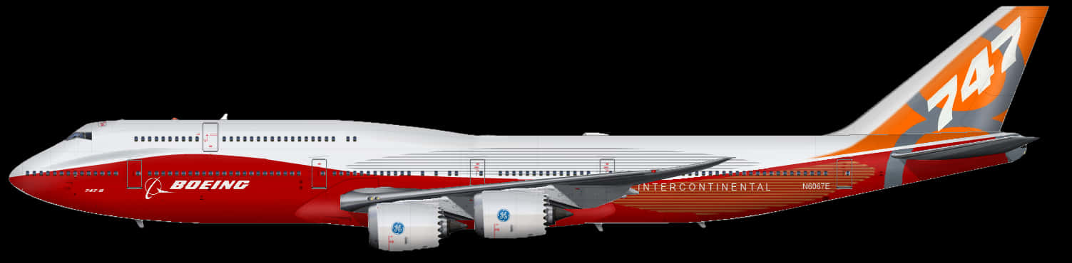 Boeing747 Intercontinental Side View PNG