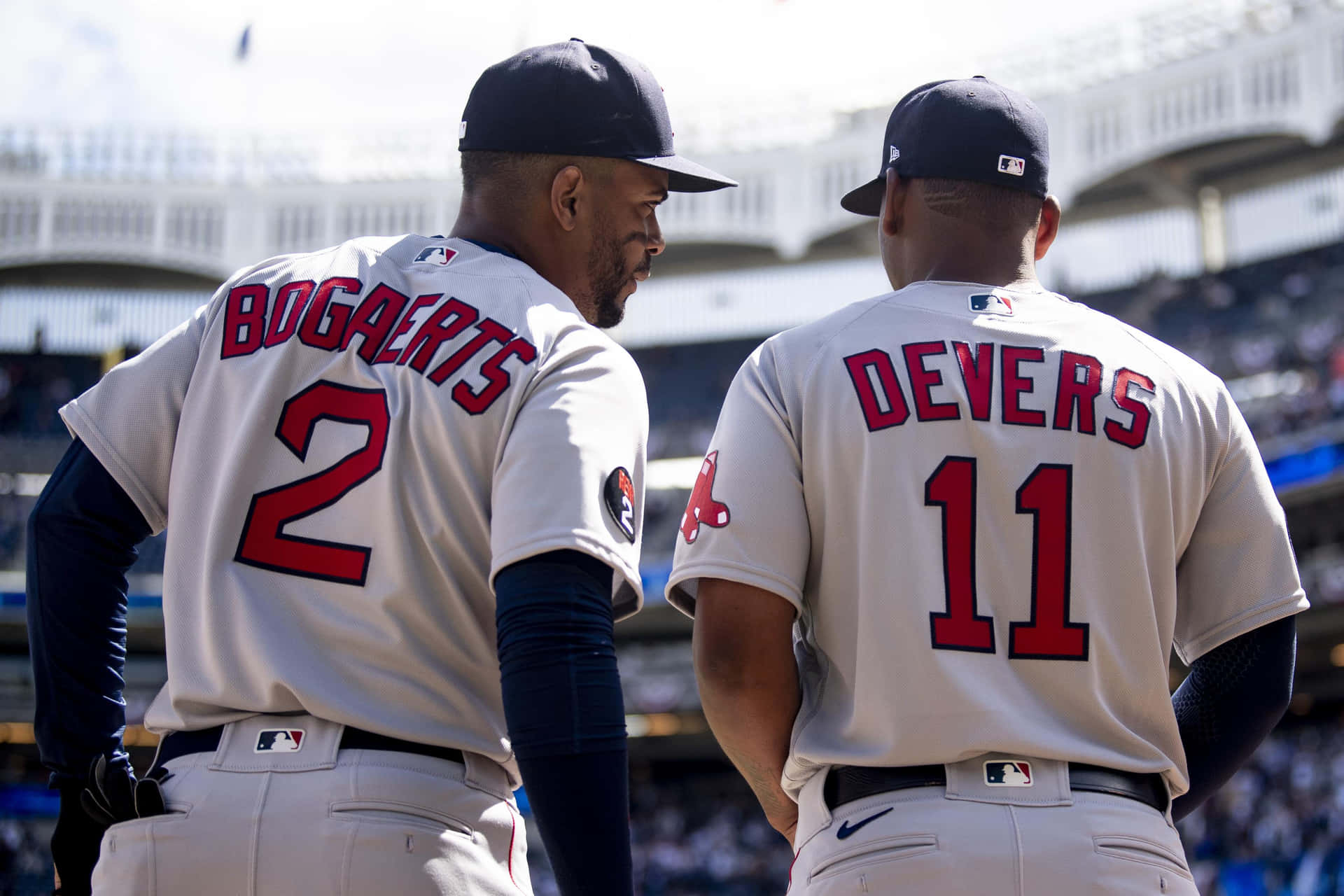 Bogaertsand Devers Red Sox Players Discussion Wallpaper