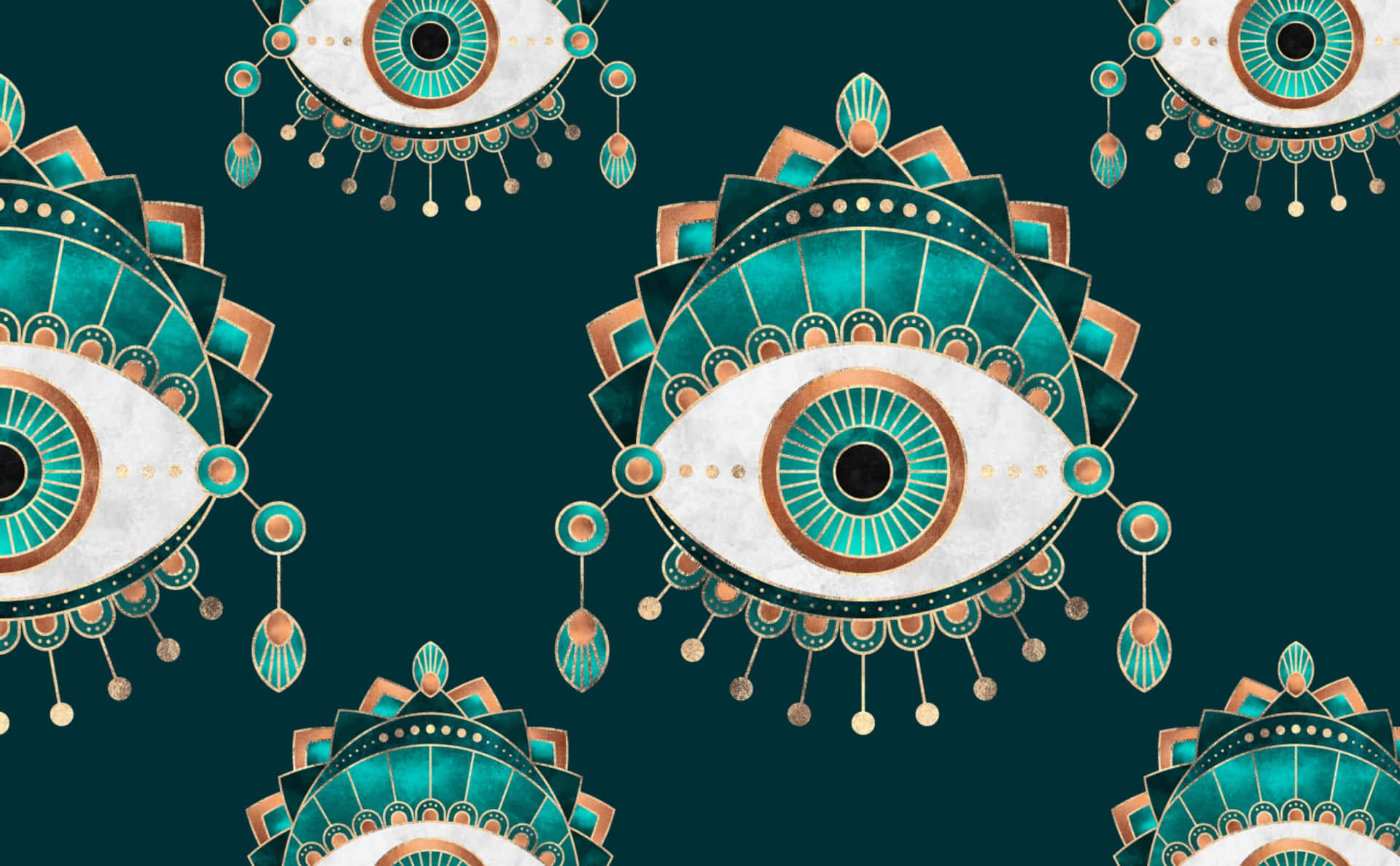An Eye Pattern With Turquoise And Gold