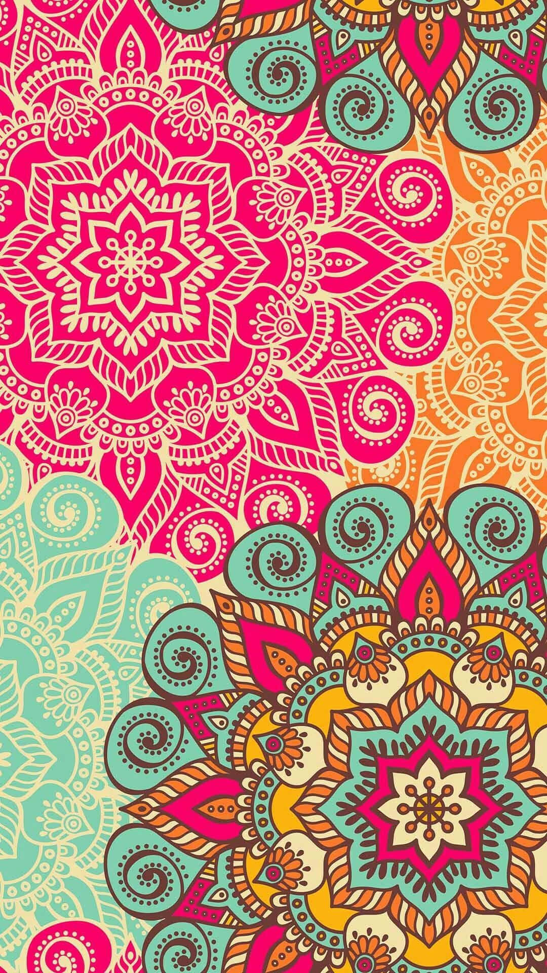 A Colorful Mandala Pattern With A Lot Of Colors