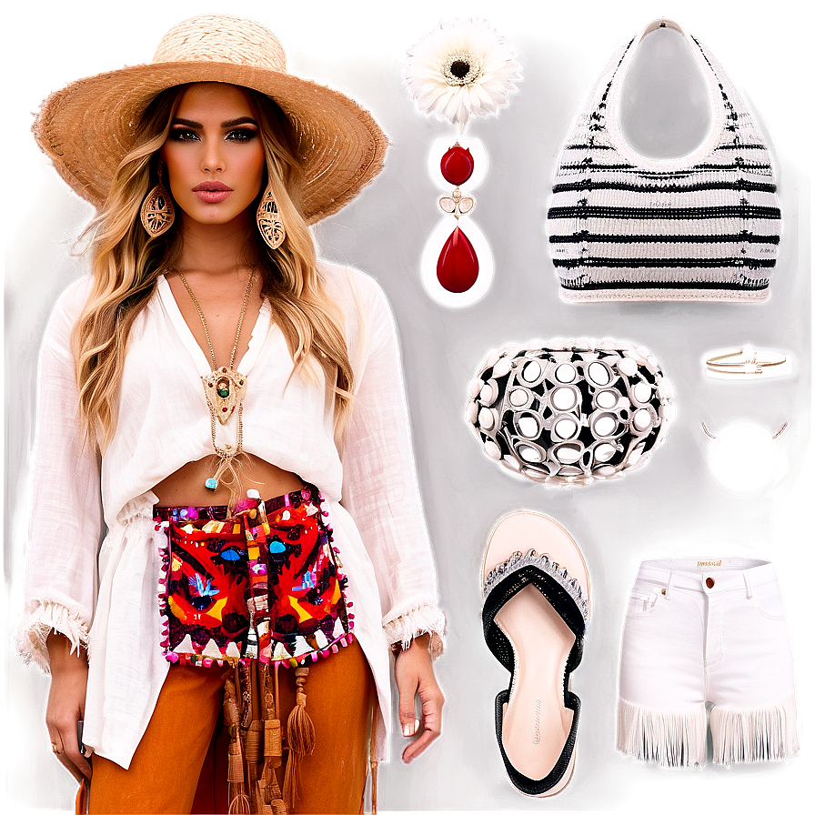 Bohemian Fashion Essentials Png Bag PNG