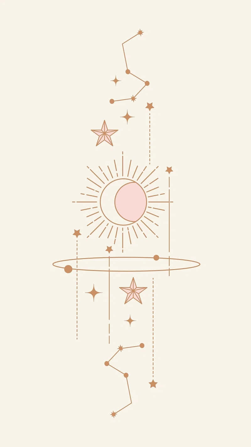 Bohemian Sun Moon Constellation Art Wallpaper