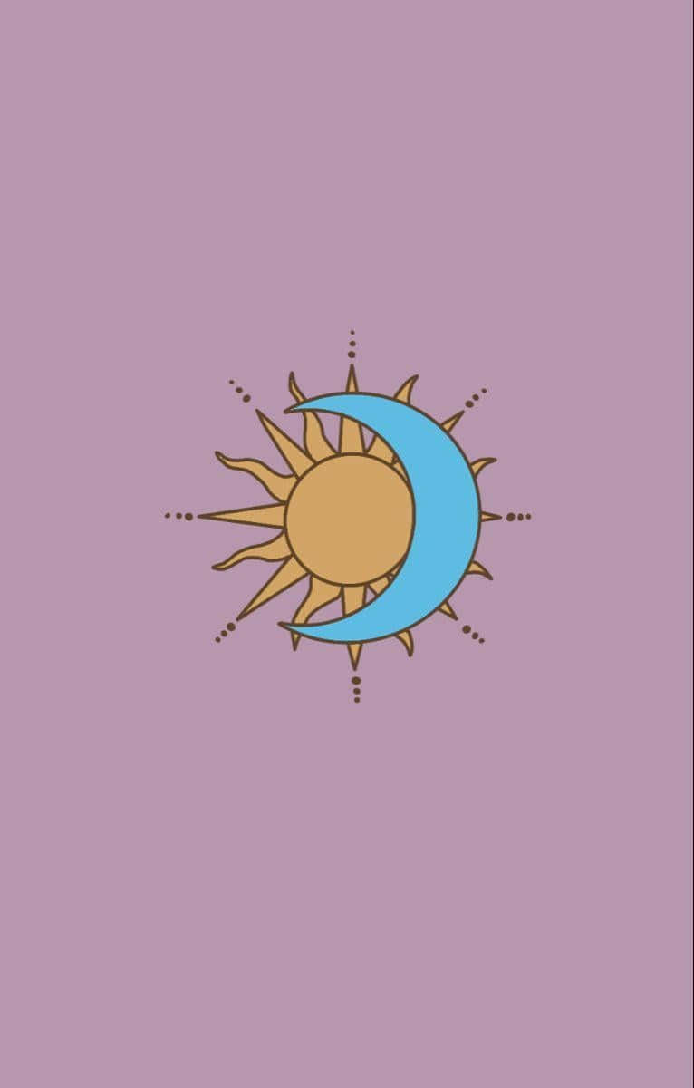 Bohemian Sun Moon Illustration Wallpaper