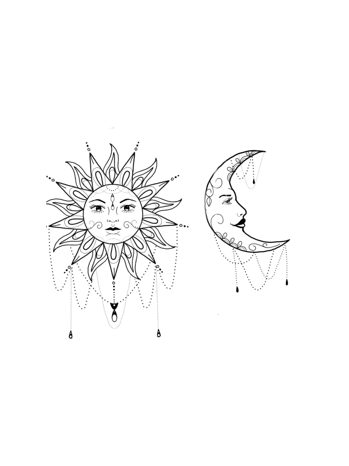 Bohemian Sunand Moon Art Wallpaper
