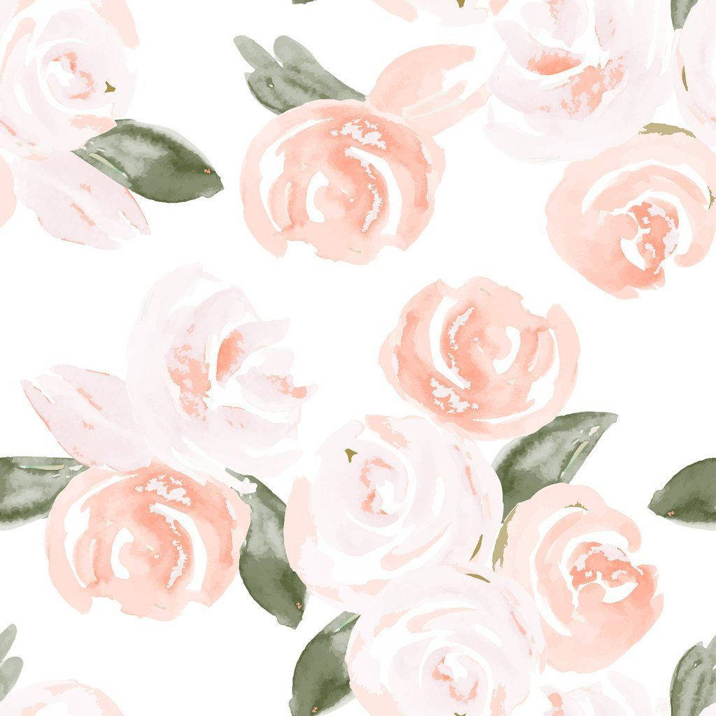 Boho Aesthetic Pink Watercolour Roses Wallpaper