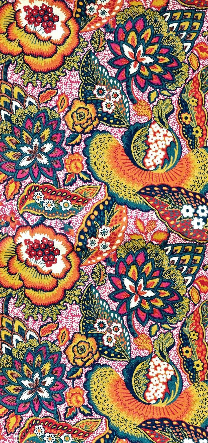Boho Aesthetic Vibrant Flower Patterns Wallpaper