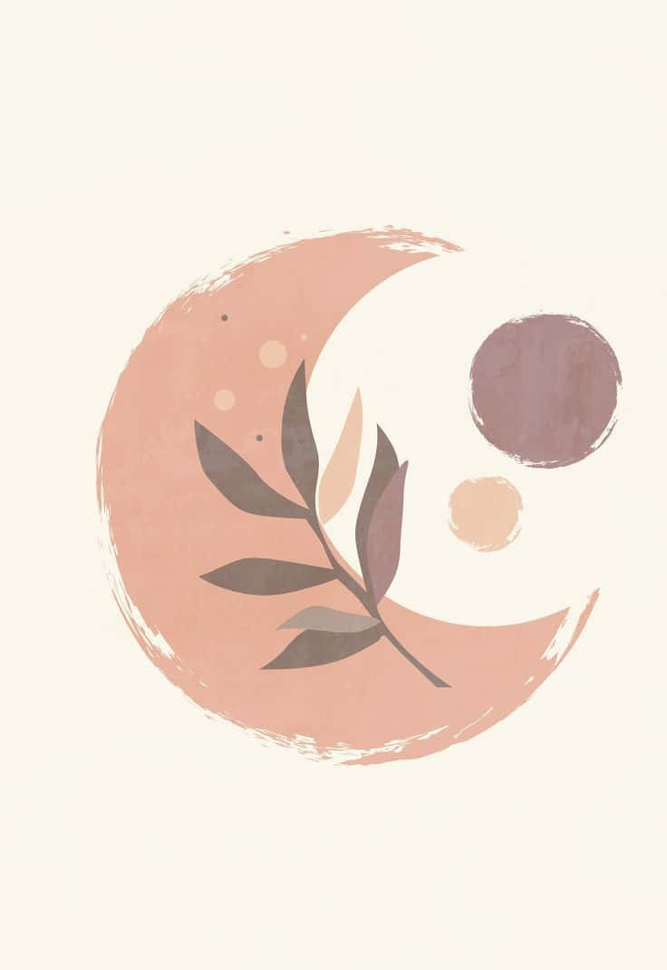 A Moon And Leaf Logo With A Leaf Wallpaper