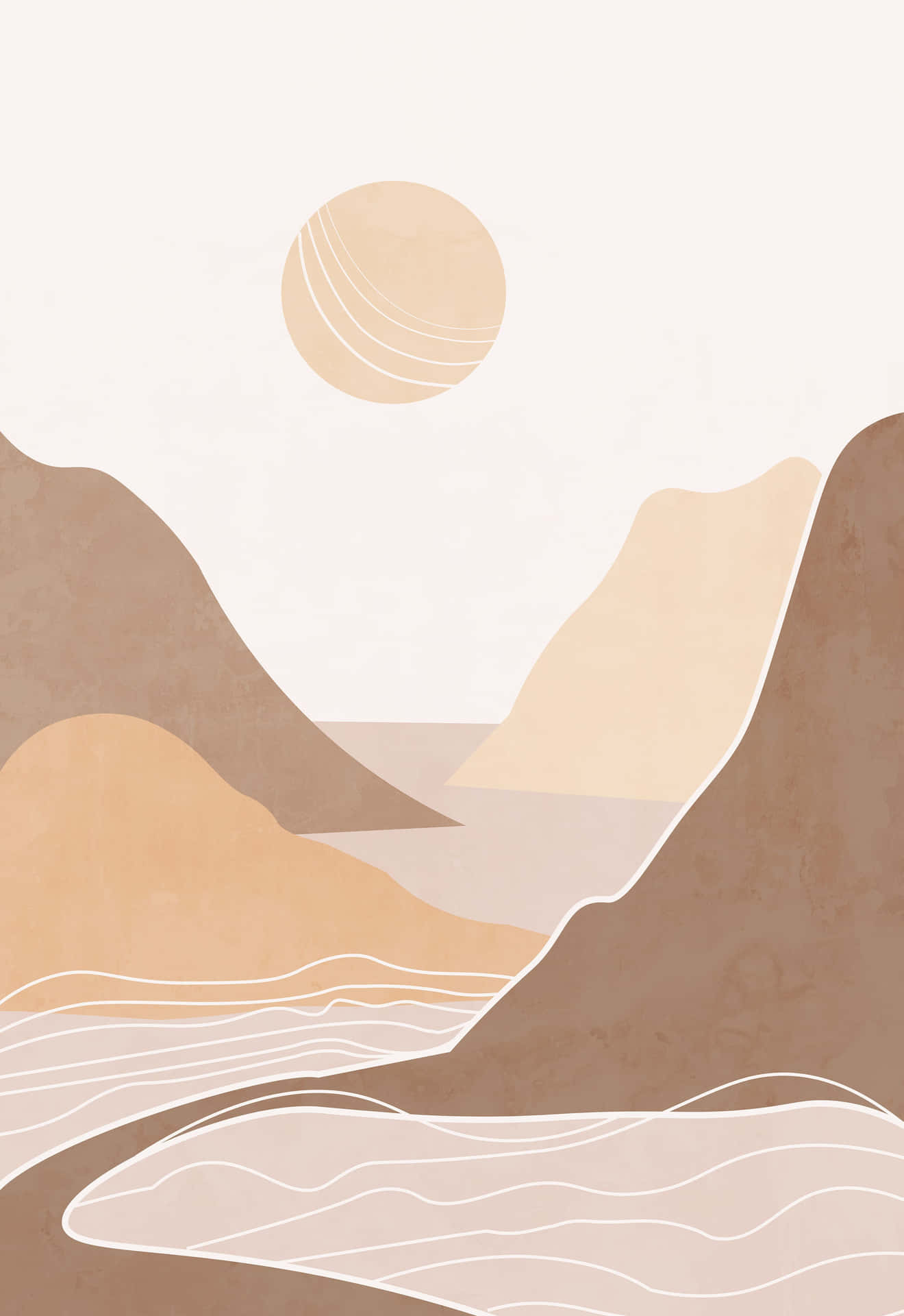 Einelandschaft Mit Bergen Und Einer Sonne Wallpaper