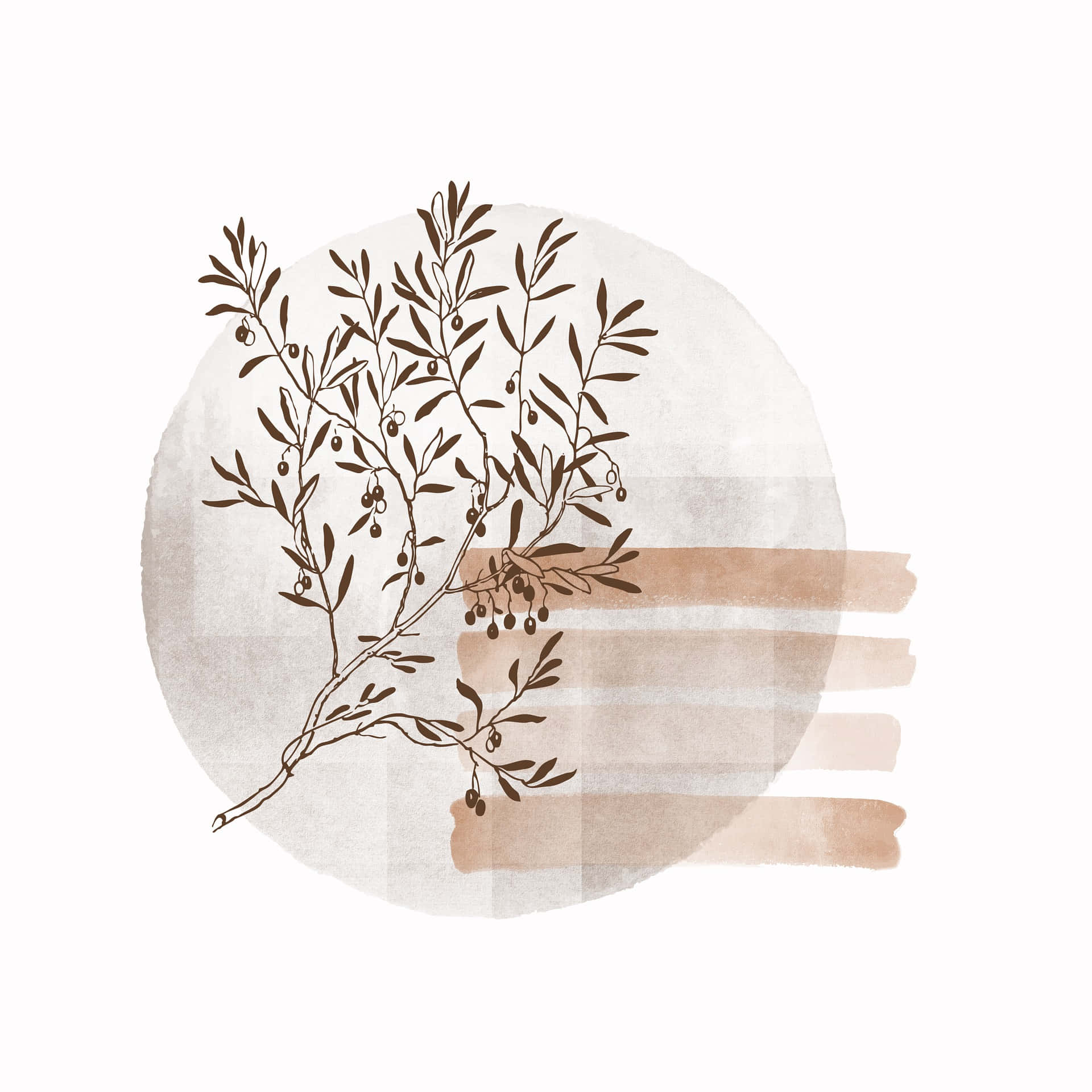 A Watercolor Illustration Of A Tree Branch Wallpaper